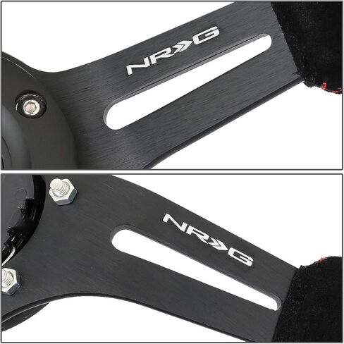NRG ReinReplacement forced RST-018S-RS 350mm 3" Deep Dish Red Stitch Black Suede Grip Steering Wheel in Saudi Arabia