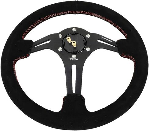 NRG ReinReplacement forced RST-018S-RS 350mm 3" Deep Dish Red Stitch Black Suede Grip Steering Wheel in Saudi Arabia