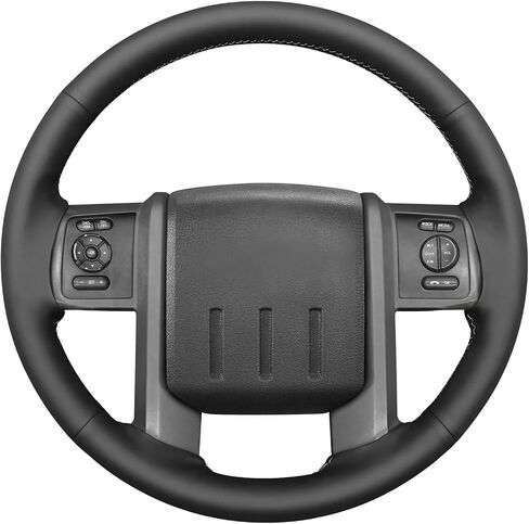 MEWANT Hand Sew Black Smooth Genuine Leather Steering Wheel Cover for Ford F-250 F-350 2011-2016 Ford Truck Accessory in Saudi Arabia