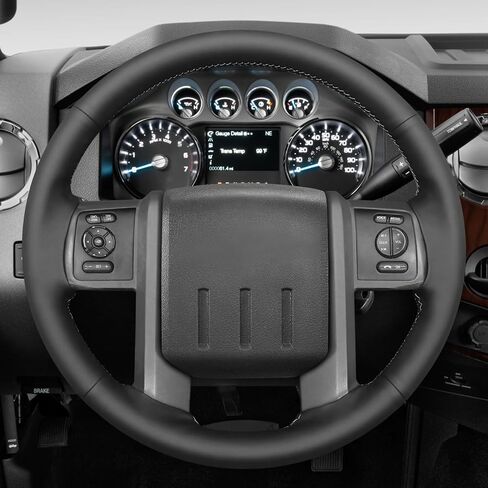 MEWANT Hand Sew Black Smooth Genuine Leather Steering Wheel Cover for Ford F-250 F-350 2011-2016 Ford Truck Accessory in Saudi Arabia