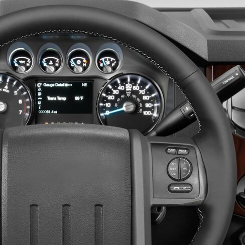 MEWANT Hand Sew Black Smooth Genuine Leather Steering Wheel Cover for Ford F-250 F-350 2011-2016 Ford Truck Accessory in Saudi Arabia