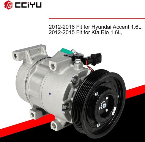 CCIYU A/C Compressor with Clutch A/C Air Compressor for Car 2012-2016 for Hyundai Accent 1.6L,2012-2015 for Kia Rio 1.6L Air Conditioning Compressor for 178324 in Saudi Arabia