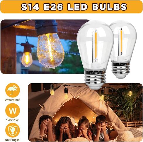 24 Pcs Christmas Colored LED String Light Bulbs Plastic Waterproof S14 Replacement Bulbs E26 Base 1 Watt LED Bulb for Indoor Outdoor String Lights Christmas Decoration(Multicolor) in Kuwait