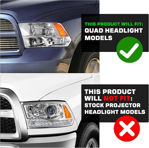 مجموعة المصابيح الأمامية الرباعية SOCKIR متوافقة مع 2009-2018 دودج رام 1500/2010-2018 دودج رام 2500 3500 OE استبدال سائق المصابيح الأمامية الهالوجين وجانب الركاب مع المصابيح in Kuwait