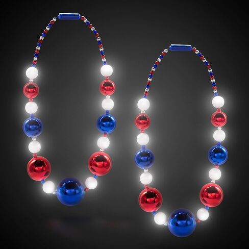 LEDILITES Windy City LED LED UP 44 "Jumbo Mardi Gras Bead Necklace مع 3 أوضاع ضوئية ديناميكية للمتعة الاحتفالية in Kuwait