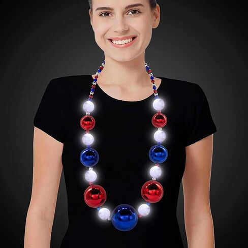 LEDILITES Windy City LED LED UP 44 "Jumbo Mardi Gras Bead Necklace مع 3 أوضاع ضوئية ديناميكية للمتعة الاحتفالية in Kuwait