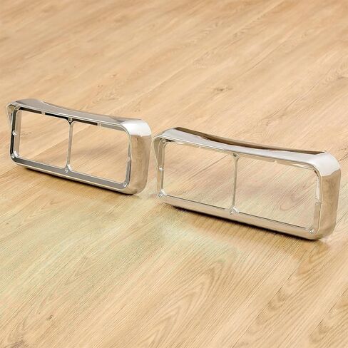 KUAFU Chrome Headlight Bezel Compatible with Kenworth T400 T600 T800 W900B W900L Peterbilt 378 379 Western Star 4900 Freightliner FLD Classic XL for 4" x 6" Rectangular Dual Headlamp w/Visor in Saudi Arabia