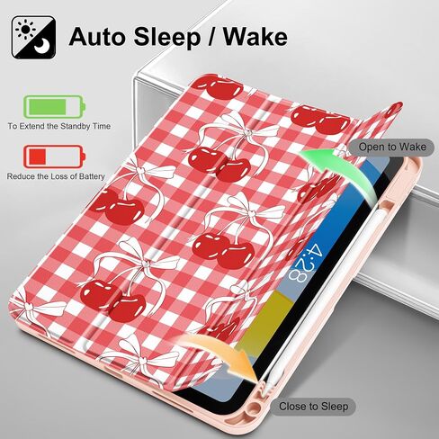 May Chen for iPad (A16) CASE 11th Generation 11 Inch 2025 ، iPad 10th Gen Case 2022 10.9 Inch ، Trifold Stand with Auto Wake/Sleep TPU STANT STAND STAND ، Cherry & Cheetah in Kuwait