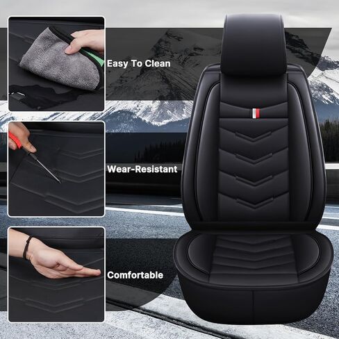 Front Seat Cover for Chevy Camaro 2000-2024, Waterproof Durable Premium Leather Car Seat Protector, Comfortable Anti-Slip Stylish Sport Seat Cover(2 Seats Standard,Black) in Kuwait