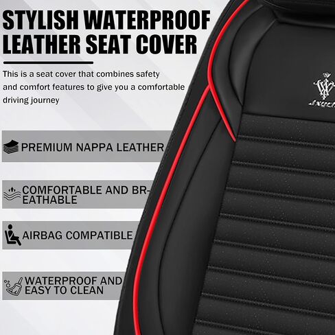 Seat Covers Fit for Toyota Crown 2023-2025 Premium Leather Car Seat Covers, Waterproof Non-Slip and Airbag Compatible, Fashion Car Seat Protector (Black,5 Seats) in Saudi Arabia