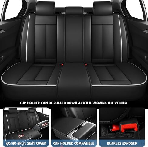 ILMO Auto Leather Seat Covers Tailored for Honda Accord 2000-2025– Durable & Waterproof Seat Cover–Full Coverage with Airbag Seat Protectors (Black&White, Luxury Full Set) in Saudi Arabia