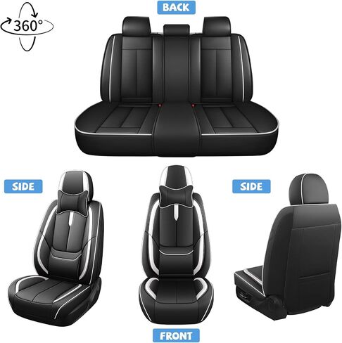 ILMO Auto Leather Seat Covers Tailored for Honda Accord 2000-2025– Durable & Waterproof Seat Cover–Full Coverage with Airbag Seat Protectors (Black&White, Luxury Full Set) in Saudi Arabia