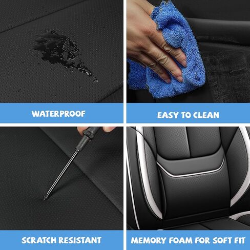 ILMO Auto Leather Seat Covers Tailored for Honda Accord 2000-2025– Durable & Waterproof Seat Cover–Full Coverage with Airbag Seat Protectors (Black&White, Luxury Full Set) in Saudi Arabia