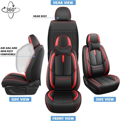 ILMO Auto Leather Seat Covers Tailored for Honda Accord 2000-2025– Durable & Waterproof Seat Cover–Full Coverage with Airbag Seat Protectors (Black&White, Luxury Full Set) in Saudi Arabia