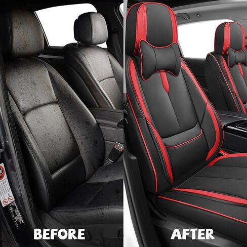 ILMO Auto Leather Seat Covers Tailored for Honda Accord 2000-2025– Durable & Waterproof Seat Cover–Full Coverage with Airbag Seat Protectors (Black&White, Luxury Full Set) in Saudi Arabia