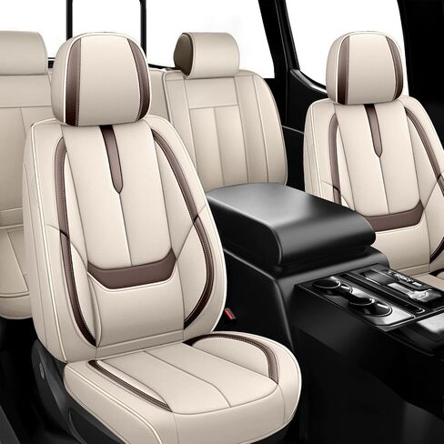 ILMO Auto Leather Seat Covers Tailored for Honda Accord 2000-2025– Durable & Waterproof Seat Cover–Full Coverage with Airbag Seat Protectors (Black&White, Luxury Full Set) in Saudi Arabia