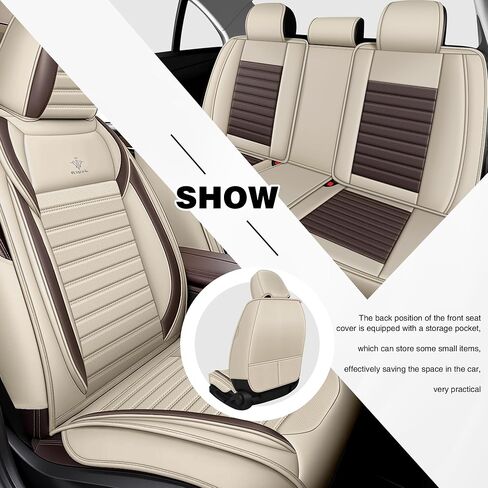 أغطية مقاعد السيارة لسيارة Lexus RX 330 2004-2006 واقي مقعد السيارة من جلد نابا، مضاد للانزلاق ومقاوم للماء وجيد التهوية وسهل التركيب، ملحقات داخلية للسيارات (5 مقاعد، بيج وبني، قياسي) in Kuwait