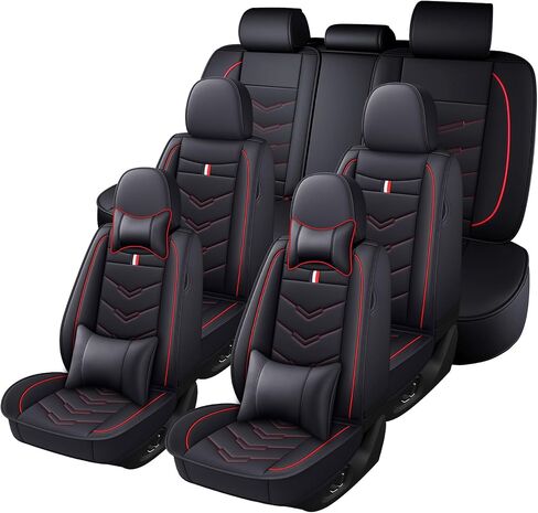 Car Seat Cover 7 Seats for Chevy Traverse 2009-2025, Waterproof Durable Premium Leather Car Seat Protector, Comfortable Anti-Slip Stylish Sport Seat Cover(7 Seats Luxury,Black Red) in Saudi Arabia