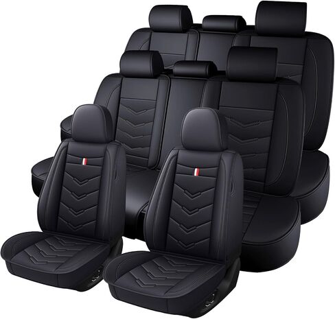 Car Seat Cover 7 Seats for Chevy Traverse 2009-2025, Waterproof Durable Premium Leather Car Seat Protector, Comfortable Anti-Slip Stylish Sport Seat Cover(7 Seats Luxury,Black Red) in Saudi Arabia