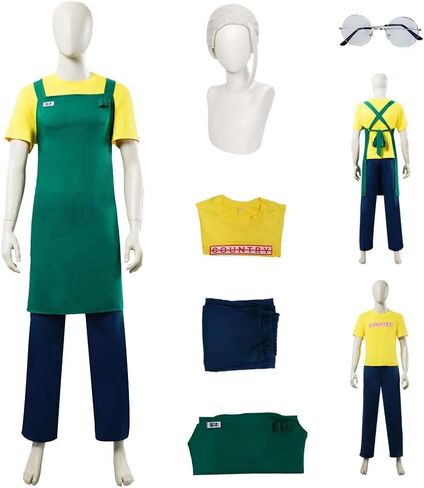 Halloween Sakamoto Men's Anime Cosplay Costume Top Pants Apron Suit With Wig and Glasses in Saudi Arabia