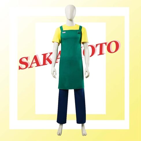Halloween Sakamoto Men's Anime Cosplay Costume Top Pants Apron Suit With Wig and Glasses in Saudi Arabia