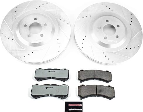 Power Stop K8169-26 وسادات فرامل أمامية Z26 من ألياف الكربون مع مجموعة فرامل دوارة مثقوبة ومشقوقة لـ 2015 2016 2017 2018 2019 2020 دودج تشالنجر تشارجر [محدد بالتطبيق] in Saudi Arabia
