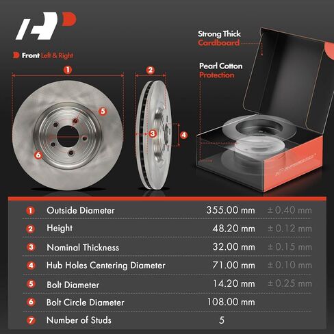 A-Premium 13.98 inch (355mm) Front Vented Disc Brake Rotors + Ceramic Pads Kit Compatible with Select Jaguar Model - XF 2010-2015, XJ 2011-2018, F-Type 2018-2021, XK 2012-2015, XKR 2007-2009, 6-PC Set in Saudi Arabia