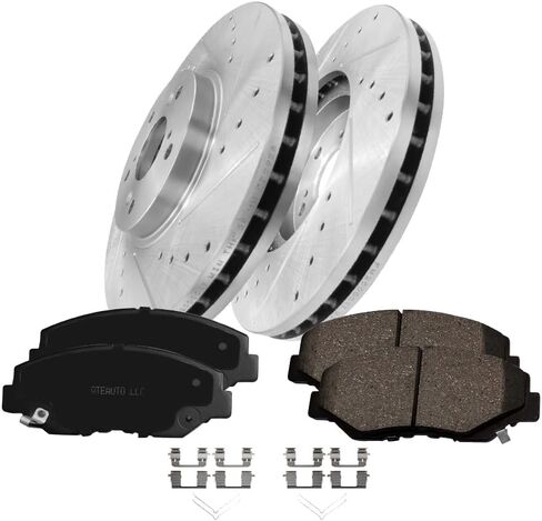 PM Auto Set of 6 Front 300mm Drilled Slotted Disc Brake Rotors-Ceramic Brake Pad kit Replacement For 2003-2008 Honda Pilot in Saudi Arabia