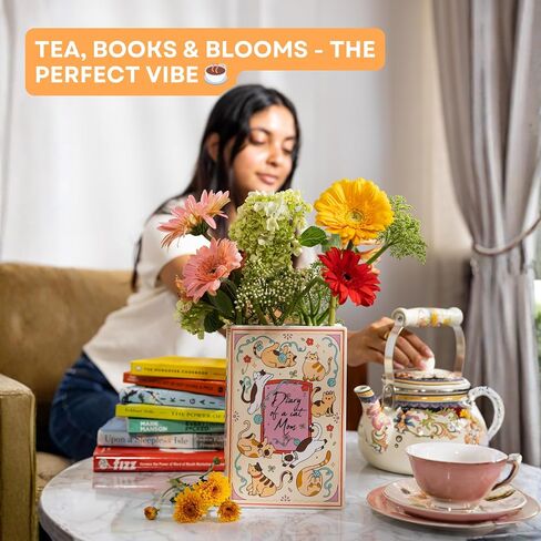 Occasional's Book-Shaped Decorative Vase, Ceramic Vases for Home Decor, Cute Bookshelf Decor, Unique Vase for Book Lovers (Large) in Saudi Arabia