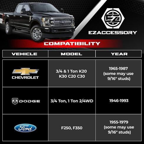 ezaccessory 2 محولات عجلة البليت فواصل 8x6.5 إلى 8x6.5 | 8x165 إلى 8x165 | يناسب بيك اب Ford F250 F350 المبكر جدًا 55-79 | 1.5 بوصة سميكة 1/2 بوصة ترصيع in Saudi Arabia