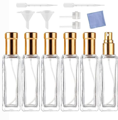 30ml Perfume Spray Bottle, 6PCS Mini Portable Travel Glass Square Spray Bottle,Small Fine Mist Spray Bottle, Refillable Glass Spray Bottle, Sample Spray Bottle (Black, 30ml) in Kuwait