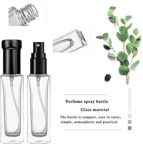 30ml Perfume Spray Bottle, 6PCS Mini Portable Travel Glass Square Spray Bottle,Small Fine Mist Spray Bottle, Refillable Glass Spray Bottle, Sample Spray Bottle (Black, 30ml) in Kuwait