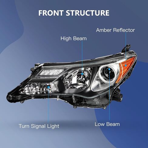 ECCPP Headlight Assembly Fit for Toyota RAV4 2013-2015 Black Housing Amber Reflector Pair Headlights 81170-OR042 in Saudi Arabia