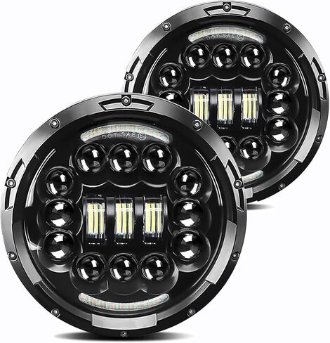 H6024 7 بوصة مصابيح أمامية LED مع ضوء الجري النهاري متوافق مع جيب رانجلر JK JKU CJ TJ LJ تشيفي فورد جي إم سي دودج مازدا مياتا نيسان ماك VW AM General Hummer H1 H2 Land Rover Defender قطعتان in Saudi Arabia
