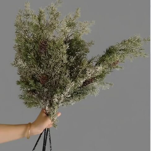 Giegxin 4 Pcs Christmas Pine Branches 25.6 Inch Snow Frosted Christmas Artificial Cedar Pine Stems with PineCones Spray Branches for DIY Crafts Xmas Winter Garland Wreath Holiday Decor in Saudi Arabia