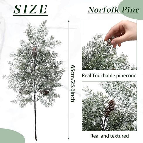 Giegxin 4 Pcs Christmas Pine Branches 25.6 Inch Snow Frosted Christmas Artificial Cedar Pine Stems with PineCones Spray Branches for DIY Crafts Xmas Winter Garland Wreath Holiday Decor in Saudi Arabia