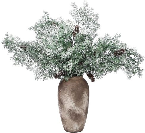 Giegxin 4 Pcs Christmas Pine Branches 25.6 Inch Snow Frosted Christmas Artificial Cedar Pine Stems with PineCones Spray Branches for DIY Crafts Xmas Winter Garland Wreath Holiday Decor in Saudi Arabia