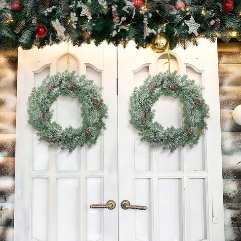 Giegxin 4 Pcs Christmas Pine Branches 25.6 Inch Snow Frosted Christmas Artificial Cedar Pine Stems with PineCones Spray Branches for DIY Crafts Xmas Winter Garland Wreath Holiday Decor in Saudi Arabia