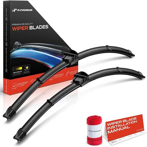 A-Premium Pack of 2 Windshield Wiper Blades with Wear Indicator & Towel - Compatible with Volkswagen Passat 2003-2005 - 21" and 19", SL Arm Connector, Left and Right in Saudi Arabia