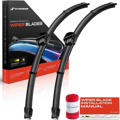 A-Premium Pack of 2 Windshield Wiper Blades with Wear Indicator & Towel - Compatible with Volkswagen Passat 2003-2005 - 21" and 19", SL Arm Connector, Left and Right in Saudi Arabia