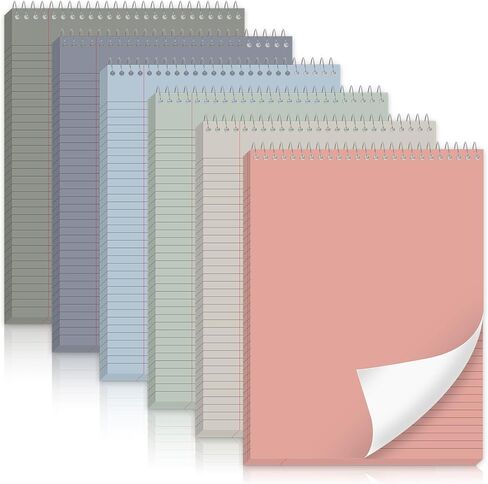 gisgfim 6 Pcs Pastel Top Bound Spiral Notebooks 8-1/2" x 11" College Ruled Aesthetic Legal Pad Top Spiral Steno Pads Colored Paper Assorted Covers Spiral Notebook for Writing School Office Supplies in Kuwait