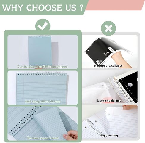 gisgfim 6 Pcs Pastel Top Bound Spiral Notebooks 8-1/2" x 11" College Ruled Aesthetic Legal Pad Top Spiral Steno Pads Colored Paper Assorted Covers Spiral Notebook for Writing School Office Supplies in Kuwait