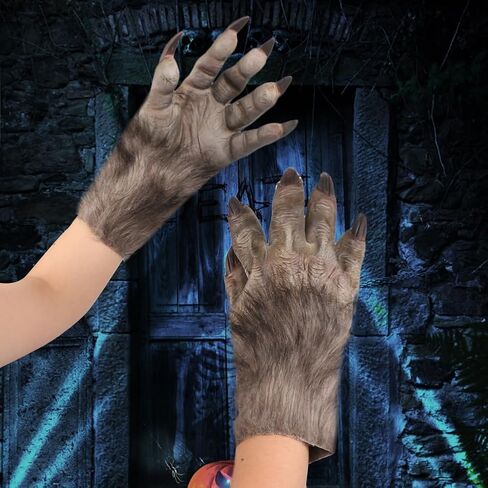 PENINSULA LOVE Halloween Werewolf Gloves Hairy Wolf Claw Gloves Scary Monster Hands Mittens Cosplay Animal Paws Mittens in Saudi Arabia