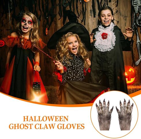 PENINSULA LOVE Halloween Werewolf Gloves Hairy Wolf Claw Gloves Scary Monster Hands Mittens Cosplay Animal Paws Mittens in Saudi Arabia