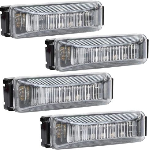 مصابيح LONG HAUL 12 LED واضحة/حمراء لتخليص العلامات مقاس 4 بوصات × 1 بوصة مع قاعدة تثبيت سوداء مصابيح 12 فولت (4 عبوات) in Kuwait