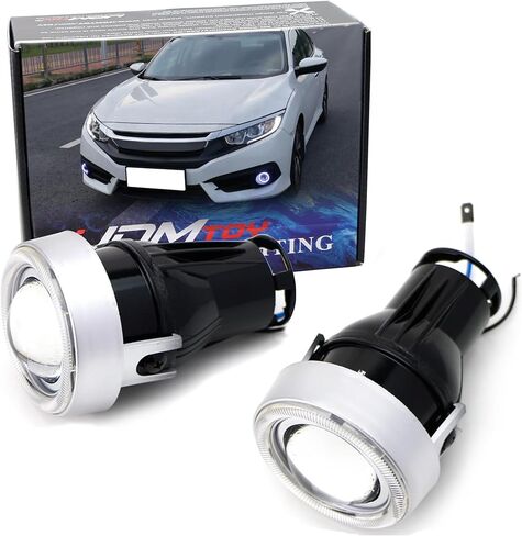 iJDMTOY OEM Replace Xenon White LED Halo Angel Eyes Projector Lens Retrofit Fog Lamps Compatible With 2016-2021 Honda Civic Sedan/Coupe/Hatchback in Saudi Arabia
