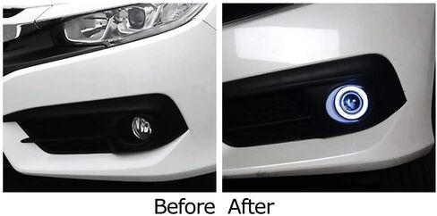 iJDMTOY OEM Replace Xenon White LED Halo Angel Eyes Projector Lens Retrofit Fog Lamps Compatible With 2016-2021 Honda Civic Sedan/Coupe/Hatchback in Saudi Arabia