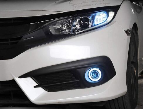 iJDMTOY OEM Replace Xenon White LED Halo Angel Eyes Projector Lens Retrofit Fog Lamps Compatible With 2016-2021 Honda Civic Sedan/Coupe/Hatchback in Saudi Arabia