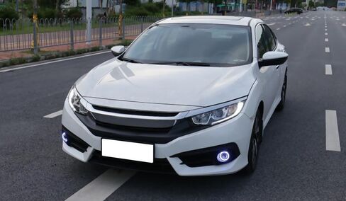 iJDMTOY OEM Replace Xenon White LED Halo Angel Eyes Projector Lens Retrofit Fog Lamps Compatible With 2016-2021 Honda Civic Sedan/Coupe/Hatchback in Saudi Arabia