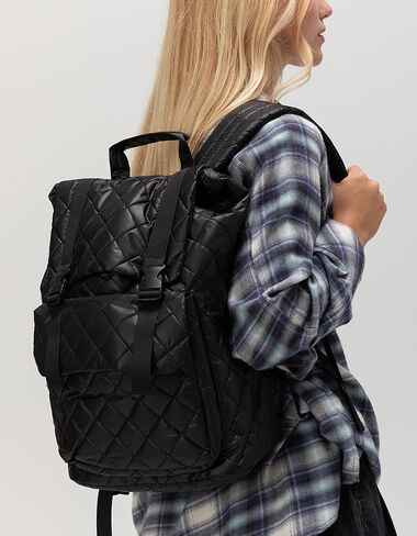 Rsq Polly Puffer Flap Backpack, Black in Kuwait
